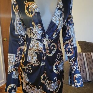 Elegant Black and Gold Patterned Dress